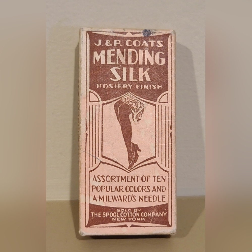 J & P Coats Mending Silk Hosiery Finish Empty Box Collectible Decor Read Details
